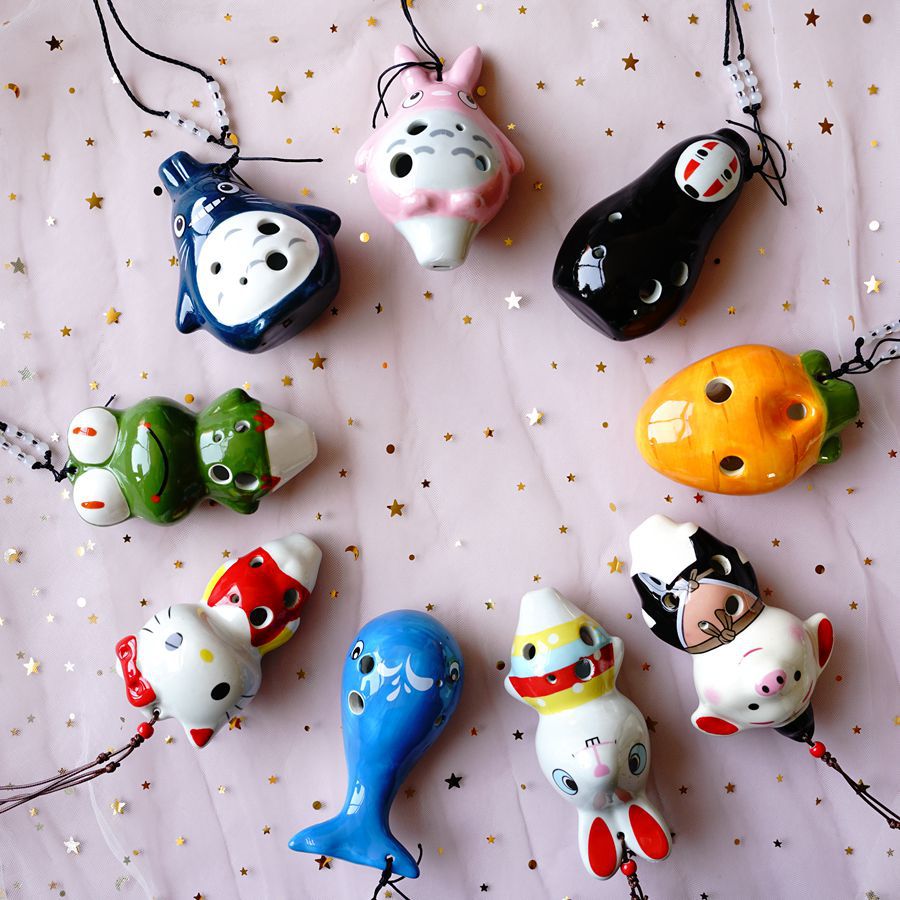 新款可爱6孔卡通龙猫陶笛夜市地摊景区货源 小号陶笛厂家直销