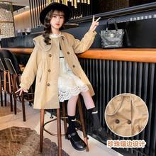 童装女童外套韩版中大童时尚洋气棉布风衣外套中长款高档品质