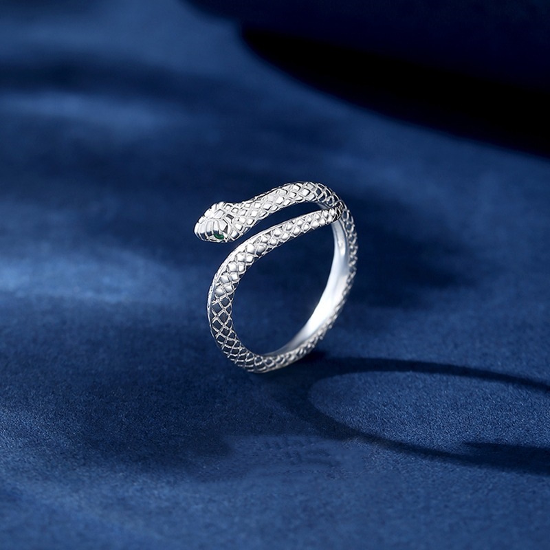 足银戒指 纯银灵蛇戒指设计感小众个性冷淡风轻奢食指环开口指戒