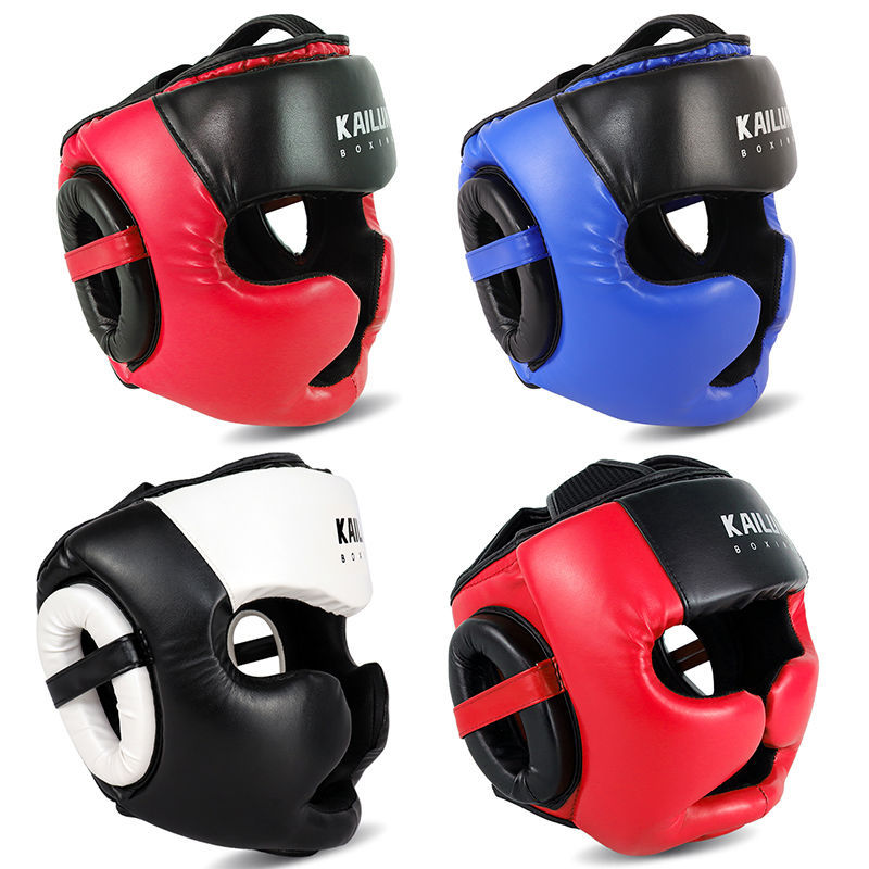 拳击头盔护具成人儿童散打护头泰拳头部保护盔甲加厚训练头套搏击