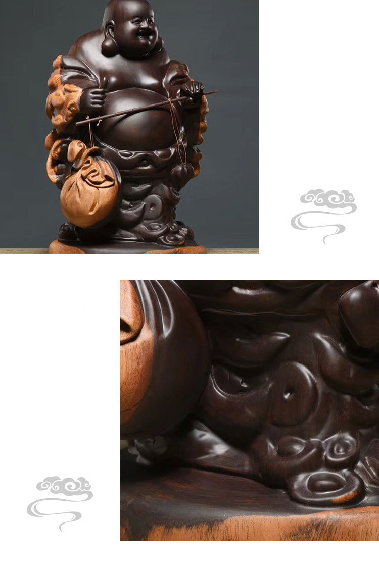 非洲黑檀称心如意弥勒 木雕雕刻摆件摆饰 家居客厅玄光装饰厂直销