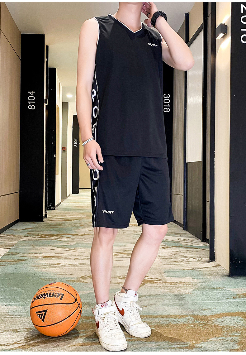 休闲运动套装夏季男士篮球服短袖t恤搭配短裤潮流加大码跑步男装