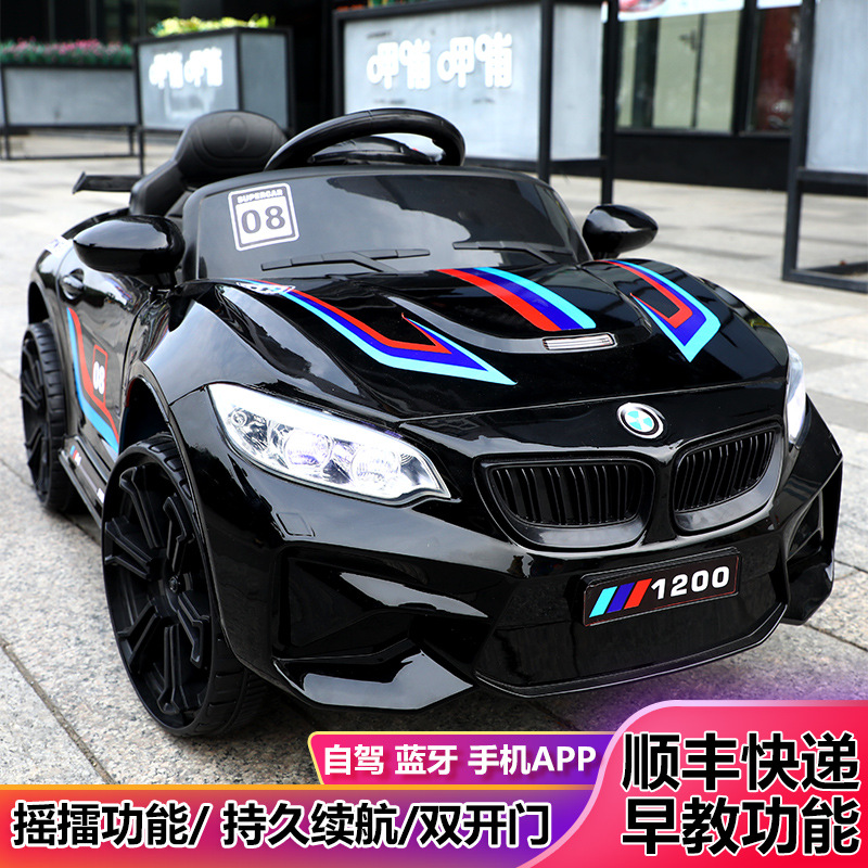 新品儿童电动车四轮汽车玩具车可坐人男女小孩宝宝带摇摆宝马童车