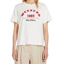 Maxmara夏季新款休闲全棉刺绣字母logo宽松白T恤针织衫批发
