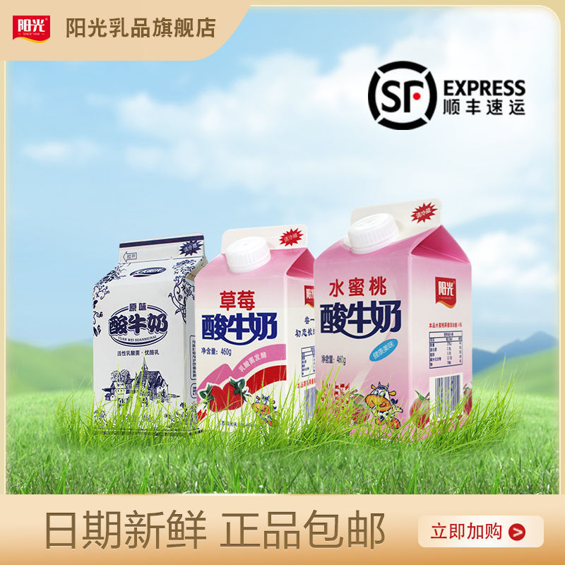 天天阳光草莓酸牛奶低温风味酸奶460ml*8盒学生早餐奶鲜奶发顺丰