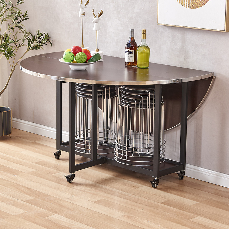 折叠大圆桌餐桌家用小户型可移动饭桌省空间收纳多层实木火锅桌子