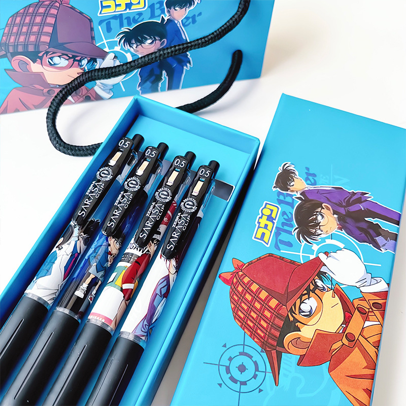 [礼盒装】斑马限定笔柯南中性笔jj15按动中性考试黑签字笔diy贴纸