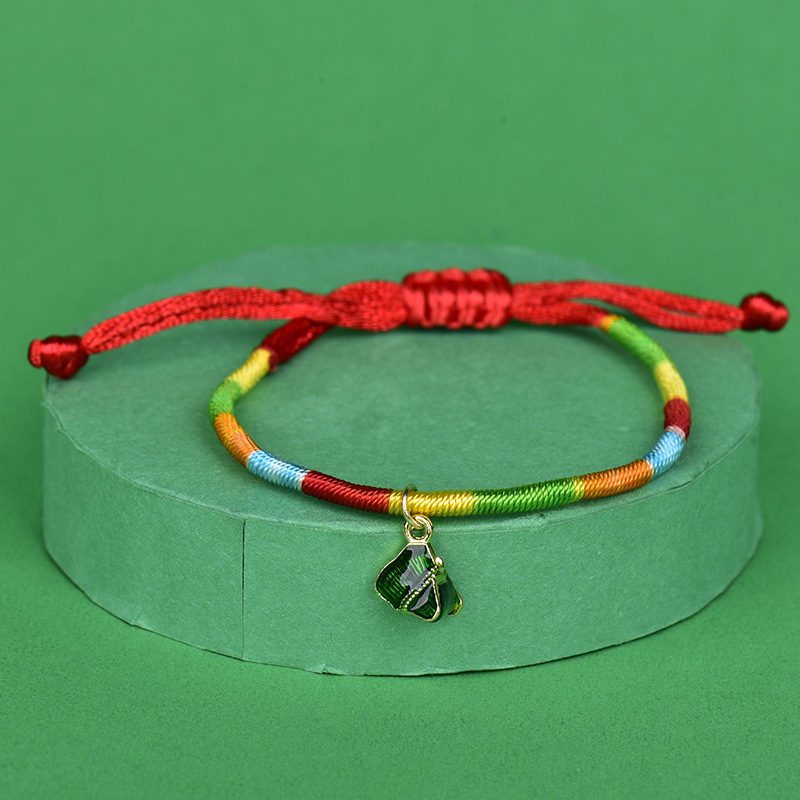 Hand-Woven Dragon Boat Festival Alloy Small Zongzi Baby Colorful Rope Bracelet Dragon Boat Festival Bracelet Jewelry