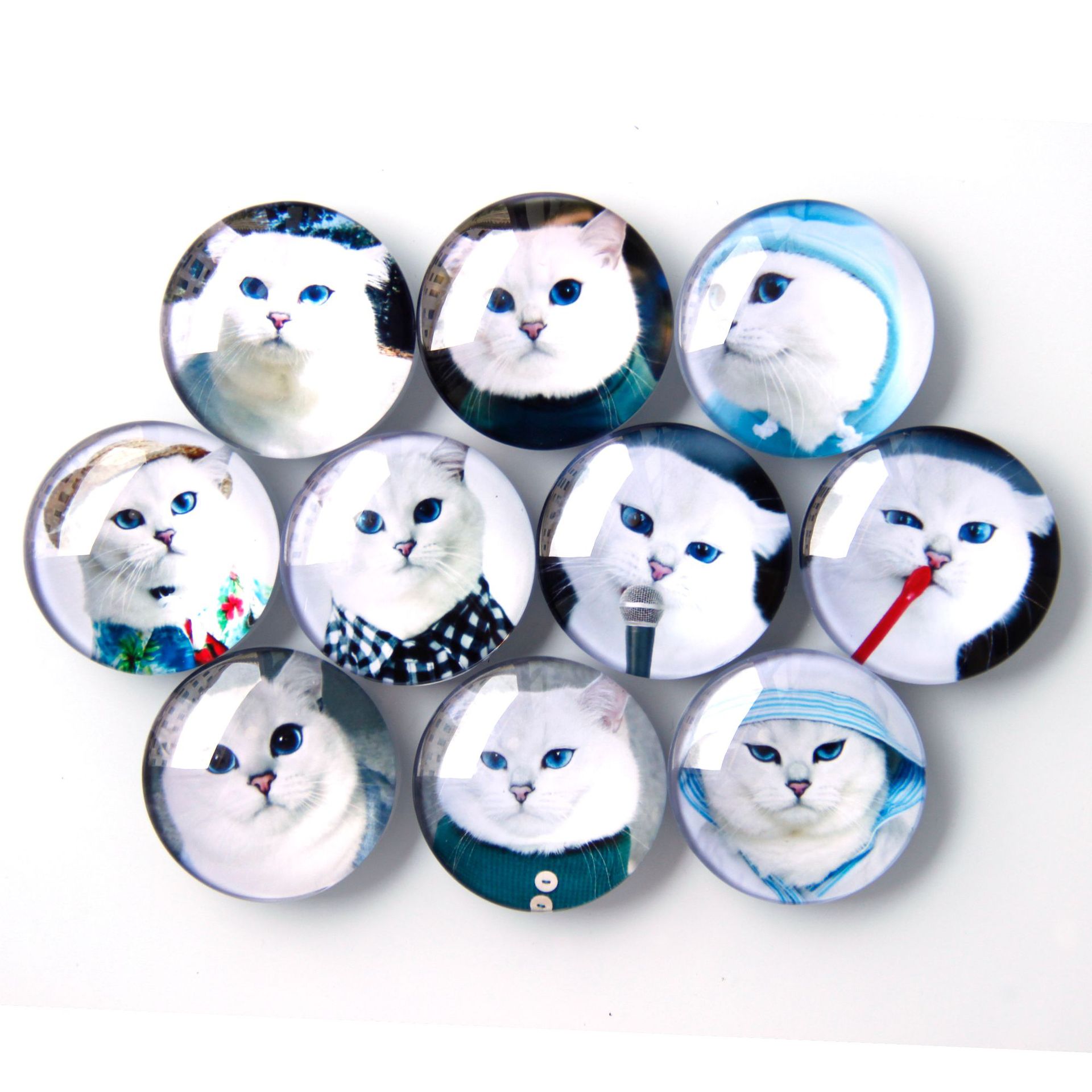 水晶玻璃冰箱贴定制小猫软磁外贸diy创意磁性玻璃冰箱贴厂家定做