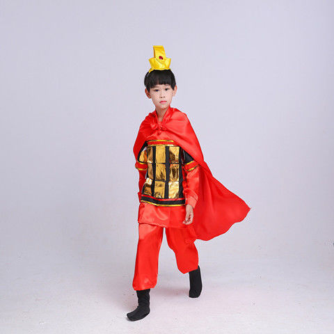 儿童古代士兵服装花木兰演出服满江红精忠报国盔甲戏曲将军表演服