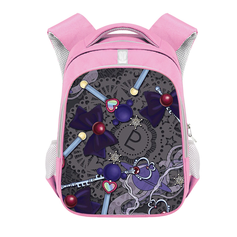 2022 New Small Floral Fashion Student Backpack Polyester Girl Pink Schoolbag Bow Reflective Stripe Backpack