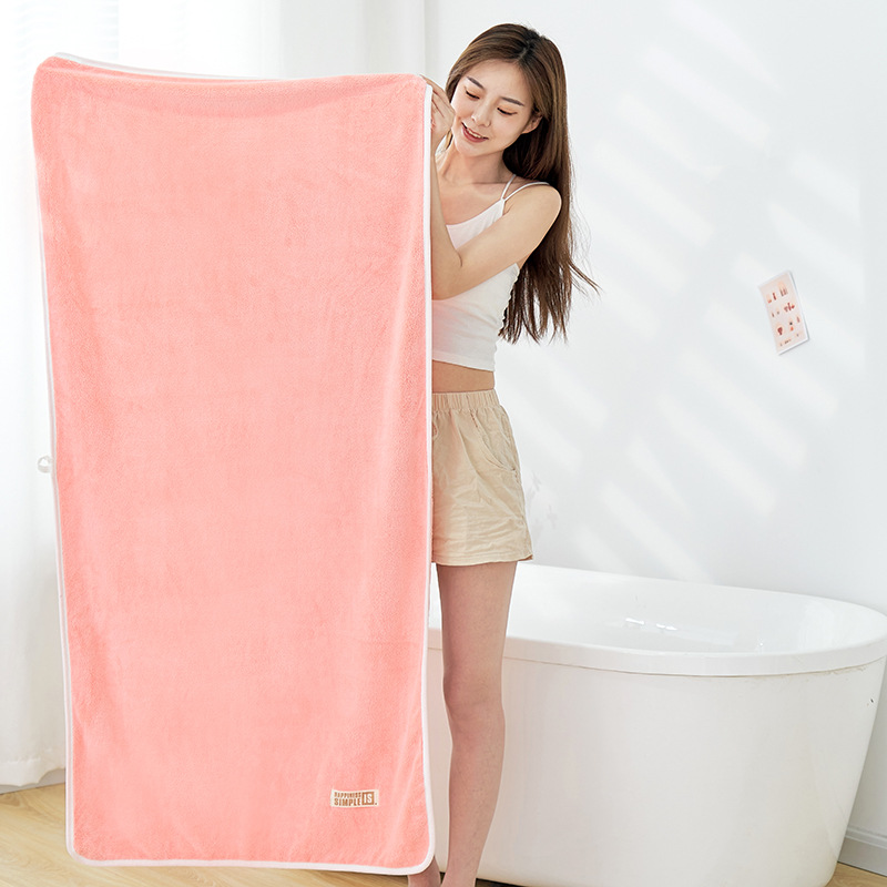 Enron Towel Manufacturer Coral Fleece Bath Towel Adult Bathing Bath Towel Thickened Striped Bath Towel Wrap Bath Towel Couple Can Wear