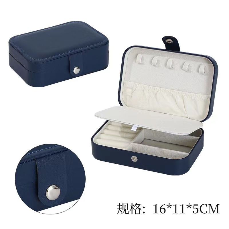 New Double-Layer Convenient Jewelry Box Ear Stud Necklace Ring Storage Box Pu Leather Multi-Functional Jewelry Box Spot