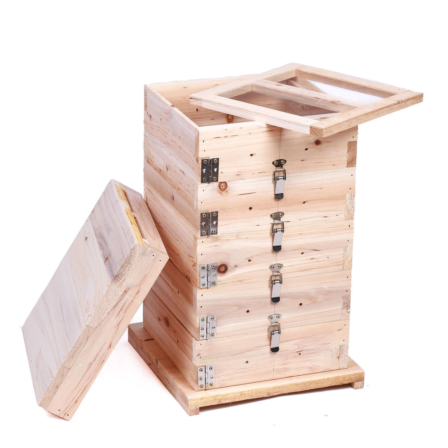 中蜂蜂箱全套杉木桶蜜蜂箱子标准箱养蜂工具蜂桶诱蜂多层格子箱