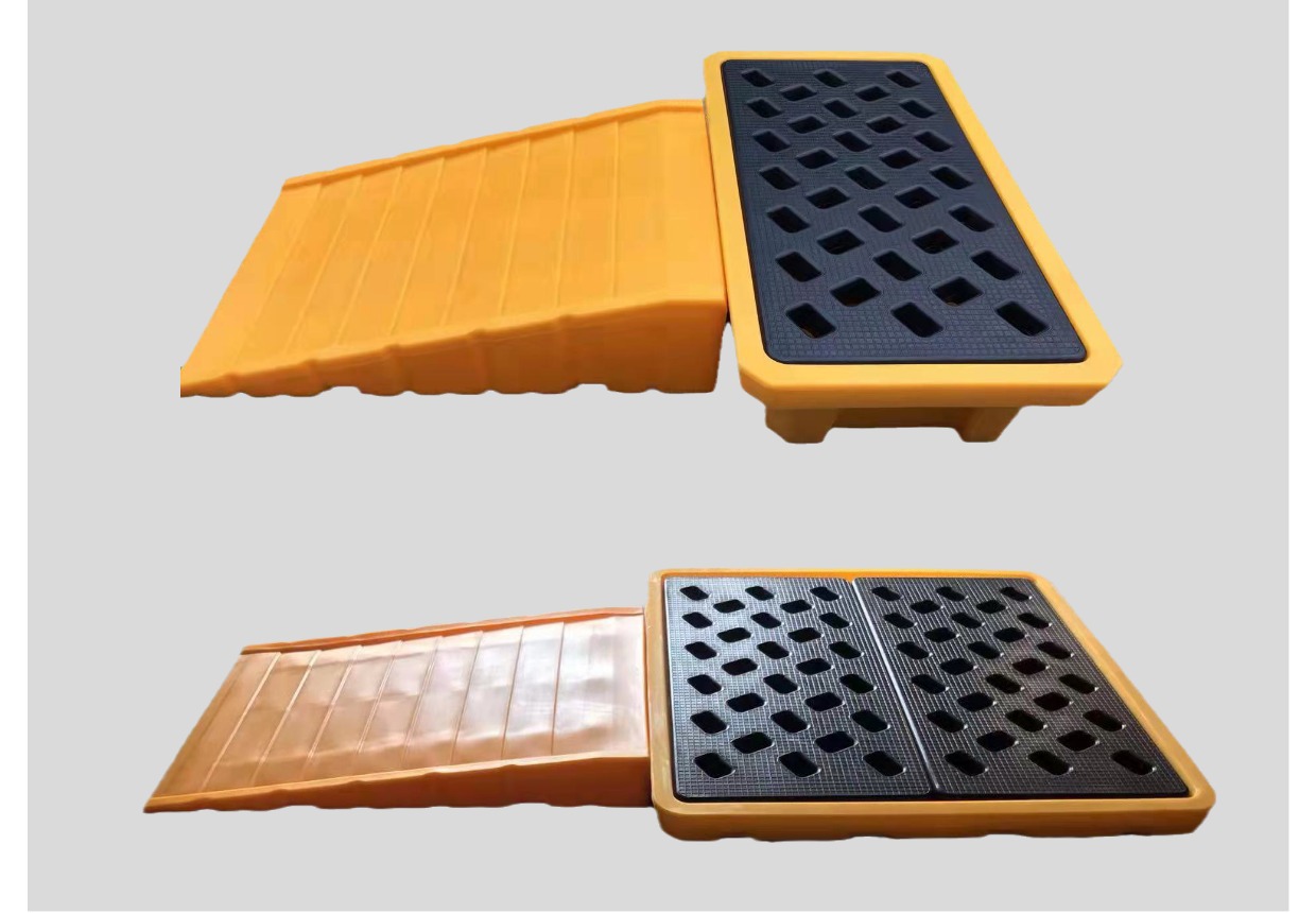 塑料聚乙烯防渗漏托盘防泄漏平台机油桶搬运车坡道辅助防滑垫斜坡