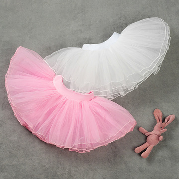 儿童舞蹈半身纱裙蓬蓬裙芭蕾舞练功短裙白色网纱女孩跳舞粉色裙子