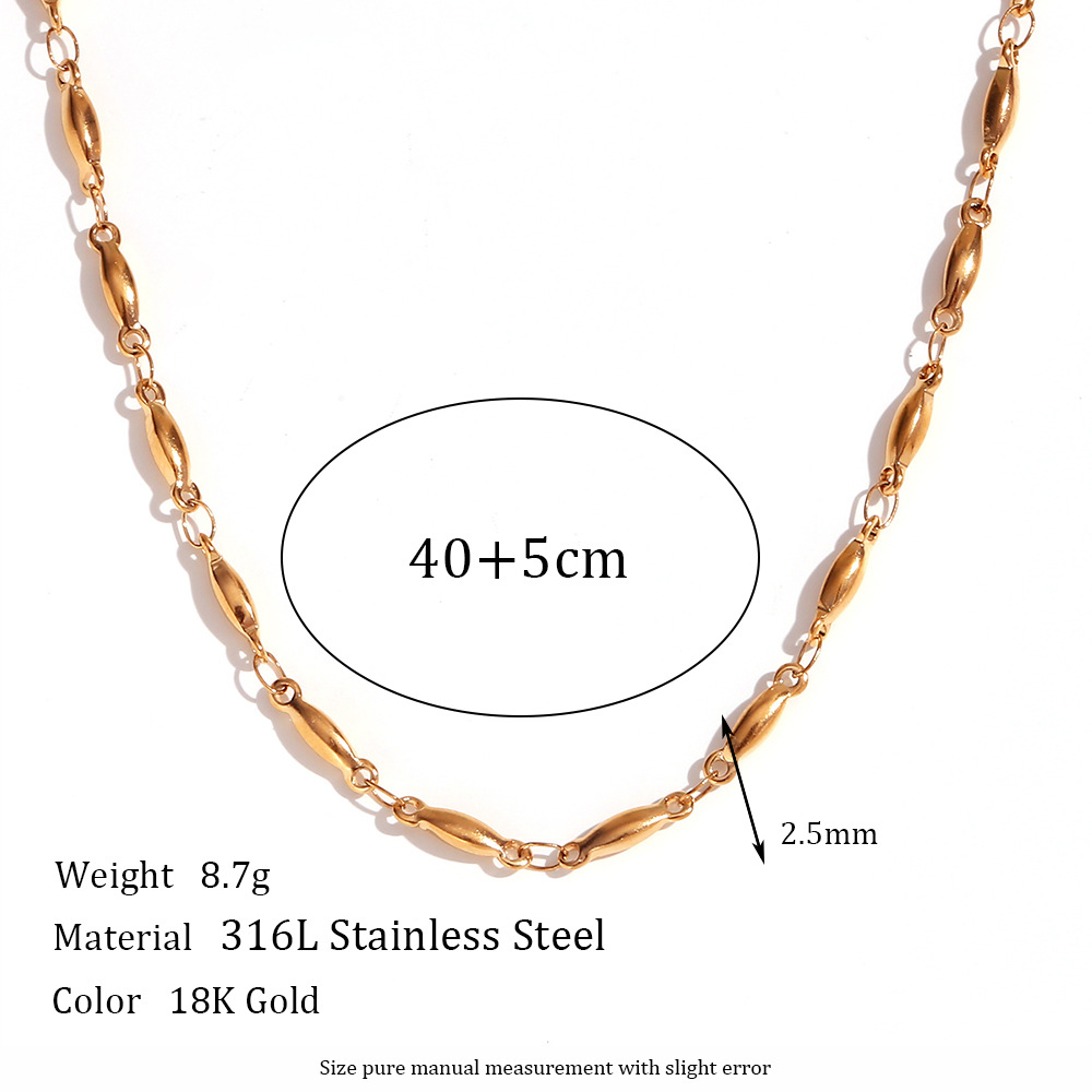 European and American Fashion Simple Titanium Steel Popular Plain Chain Jewelry Stainless Steel Plated 18K Blade Chain Box Chain Necklace for Women
