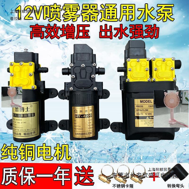 12v农用电动喷雾器水泵电机高压打农药机配件全双核大功率隔膜泵