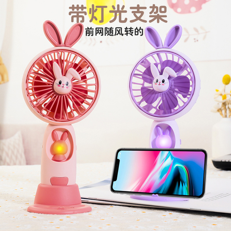 Internet Celebrity Cute Pet Rabbit Handheld Usb Rechargeable Fan Cartoon Desktop Student Portable Cute Little Fan Children Fan