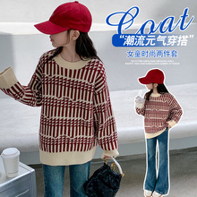 童装女童圆领套头毛衣秋装新款韩版洋气针织可爱女孩毛衣外贸批发