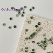 Cotton 绿点石天然石扁圆车轮珠子diy串珠手链项链饰品手作材料包