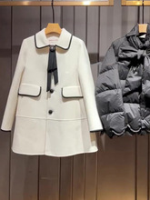 冬季新款赫本风毛呢外套高级感超好看设计感小个子白色呢子大衣女