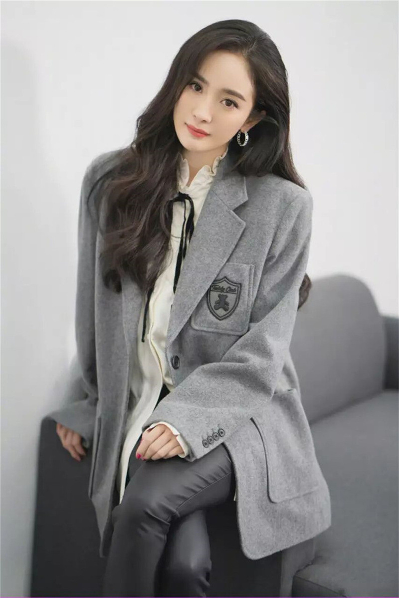 明星杨幂同款西装毛呢外套女冬西装领毛呢学院风羊毛呢短大衣8179