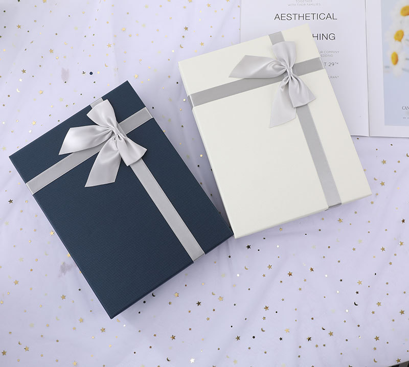 礼盒空盒纯色装衣服礼物盒礼品盒空盒子蓝色简约香水包装盒定做