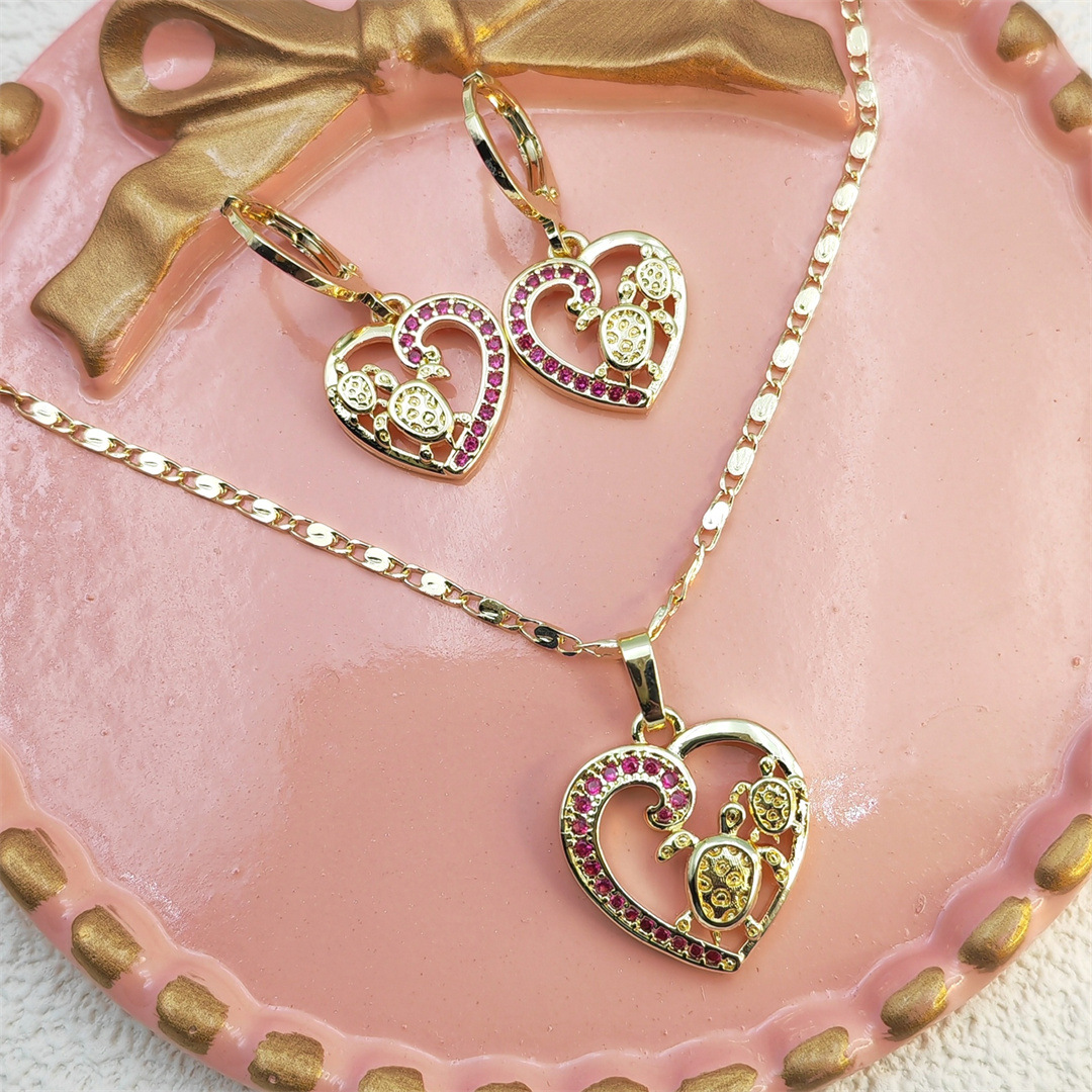 韩版小众冷淡风海龟饰品创意爱心款女生高级感不掉色心形吊坠项饰