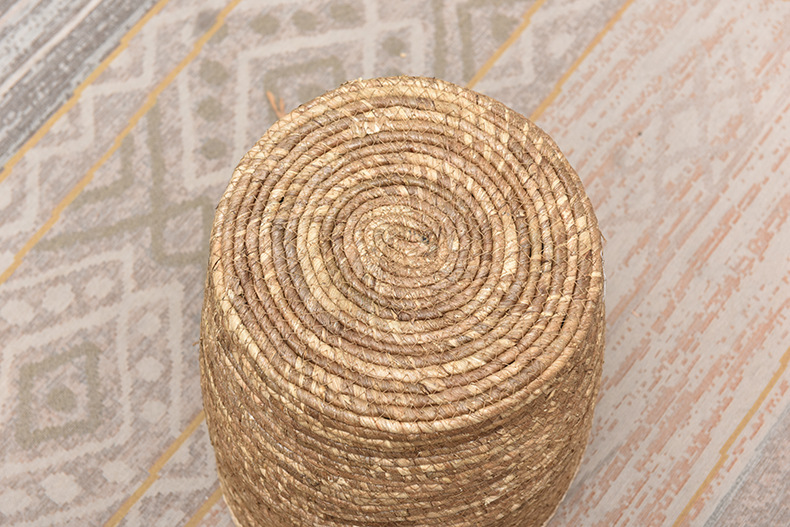 蒲草收纳筐编织篮子整理收纳草编杂物玩具脏衣篮圆形带提手藤编篮