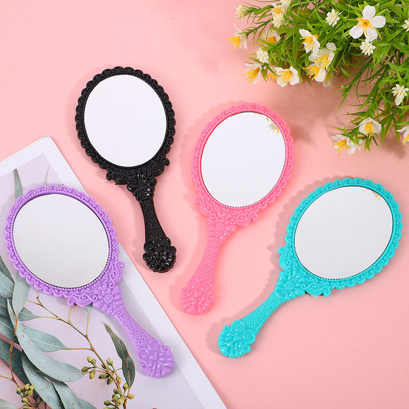 Processing Custom HD Handle Mirror Korean Retro Pattern Beauty Salon European Portable Mirror Handheld Mirror