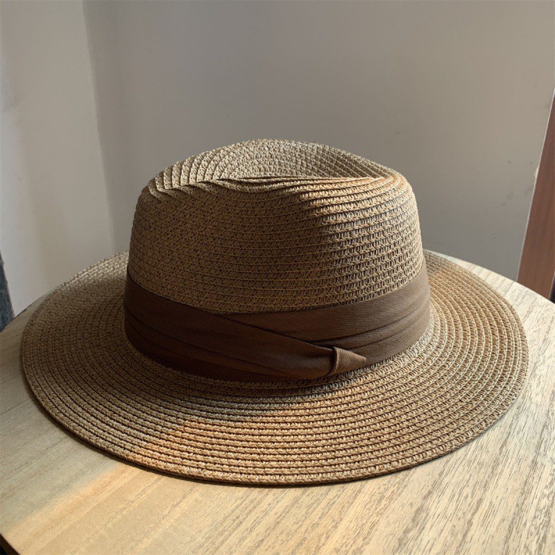 法式复古编帽女夏季防晒度假帽英伦礼帽海边沙滩遮阳帽一件代发