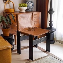 fe侘寂风小户型家用实木餐椅中古设计师靠背僧侣椅北欧实木书桌椅