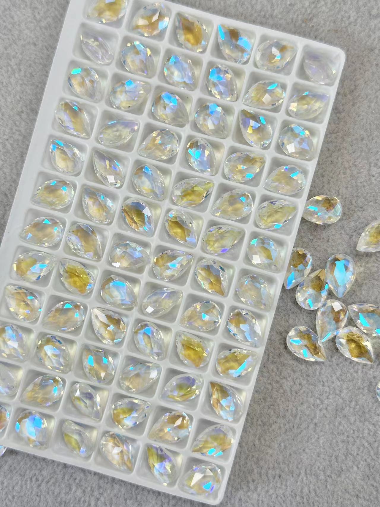 Bulb AB Color 8 * 12mm Pear-Shaped Water Drop Nail Beauty Rhinestone Ornaments Accessories Factory Wholesale 1 Dozen 10