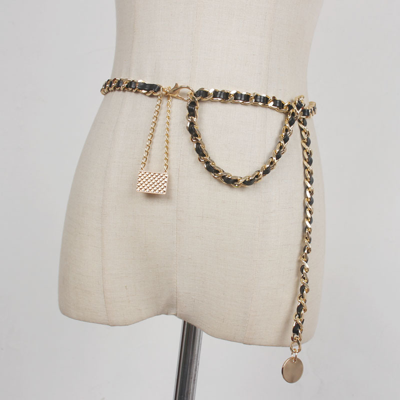 百搭毛衣女装饰腰带细金属女士腰链连衣裙装饰链条皮带皮草配饰品