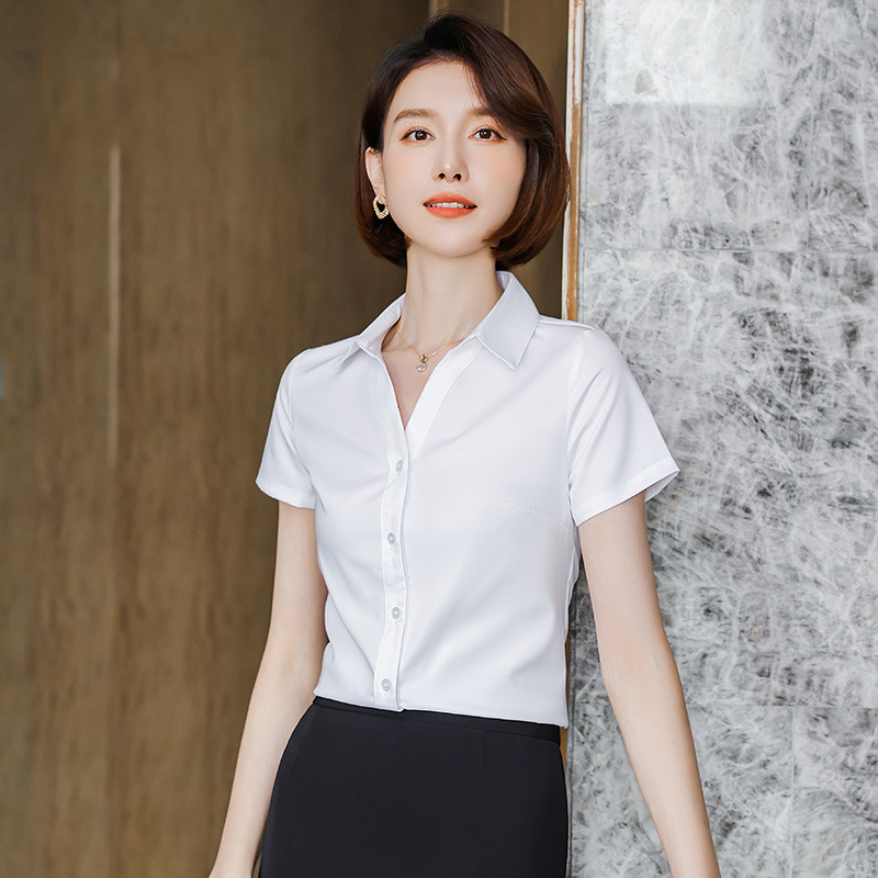 衬衫女夏季高级感气质工装正装女士衬衣套装职业装短袖工作服上衣