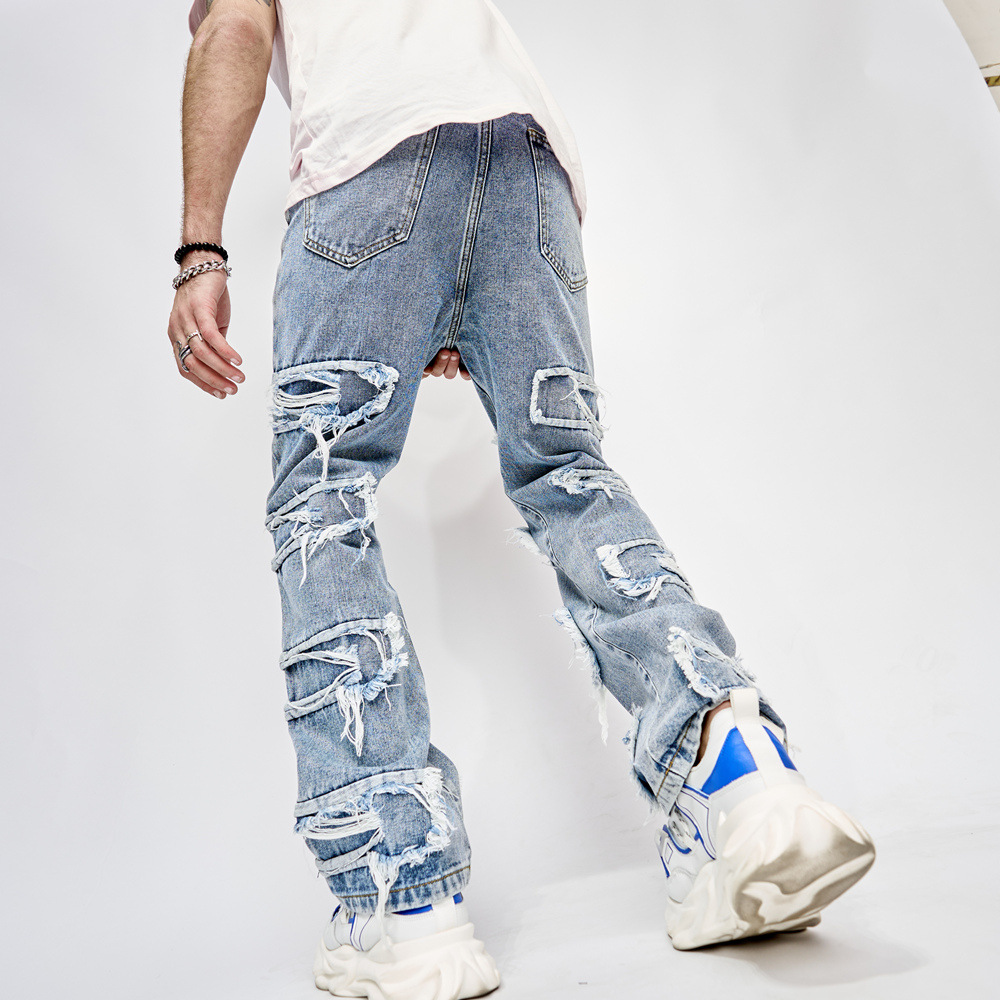 Cross-Border European and American Foreign Trade New Retro Casual Jeans Men's American Style Trend Loose Trousers High Street Wide Leg Pants Fashion