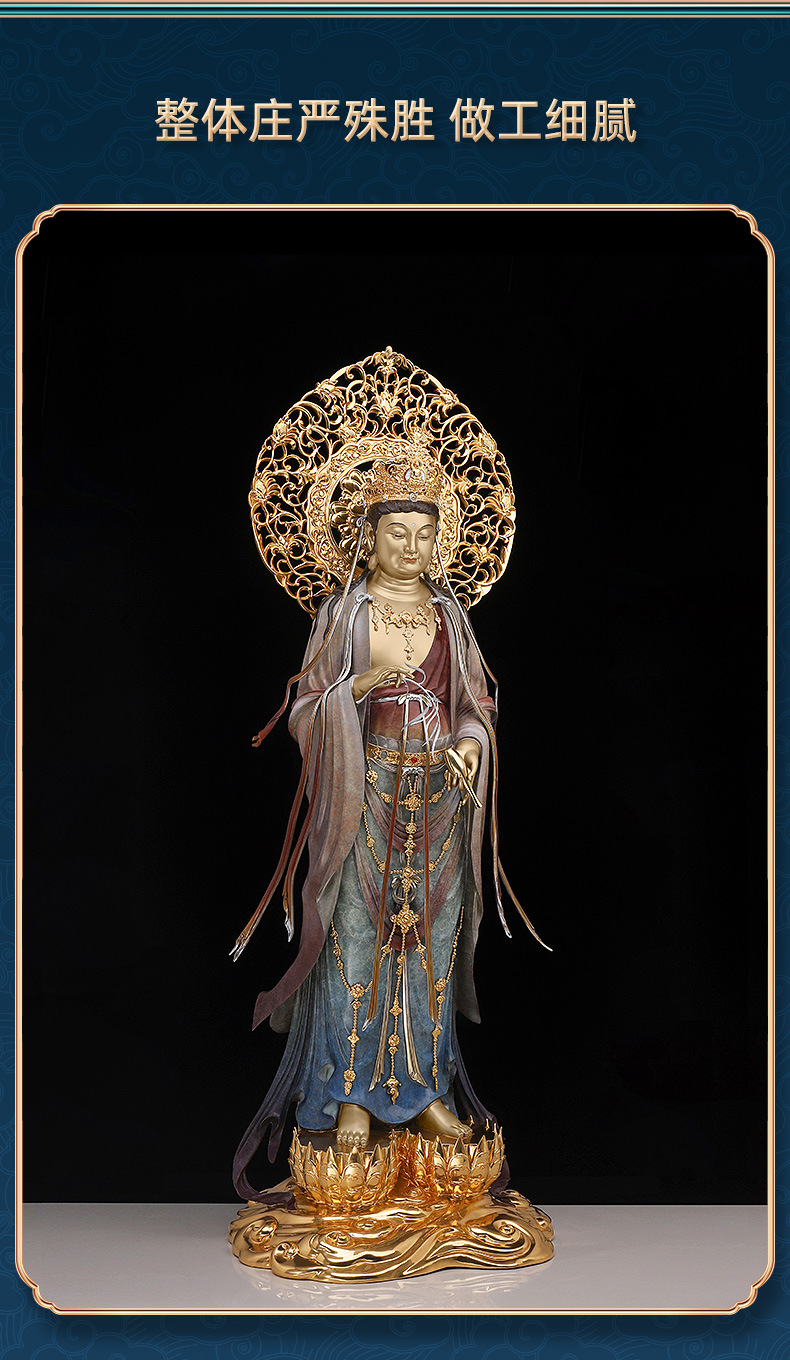 吾堂佛具 西方三圣铜像佛像 大势至观世音菩萨阿弥陀神像家用摆件