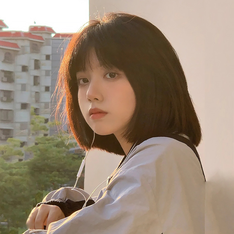 假发女黑棕色短发网红可爱自然少女内扣波波头空气刘海全头套