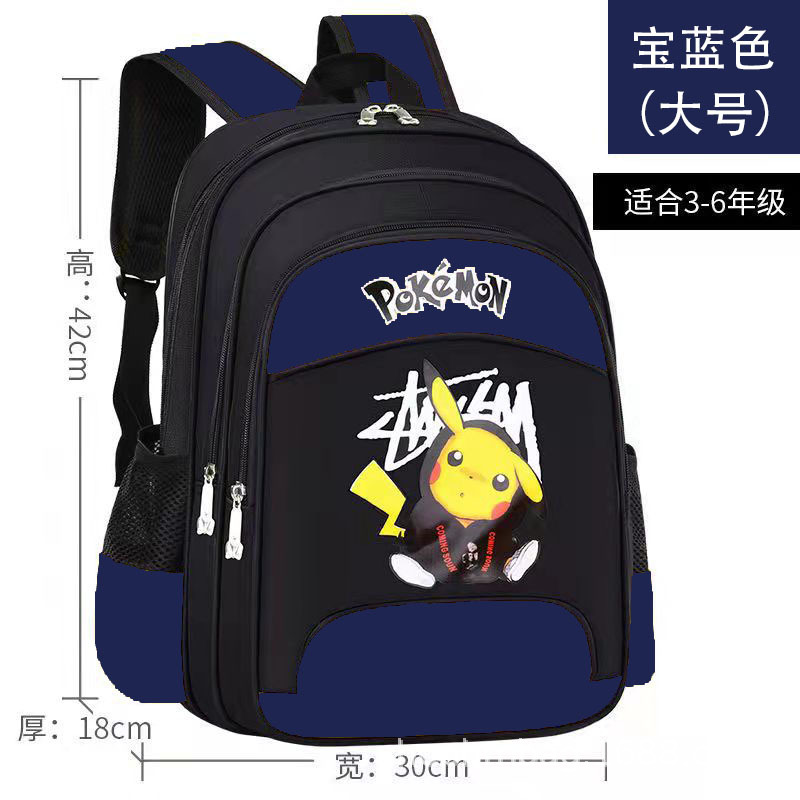 Factory Direct-Sale Schoolbag Primary School Students Burden Reduction Grade 1 to Grade 6 Pikachu Trendy Lightweight Children's Schoolbag Wholesale