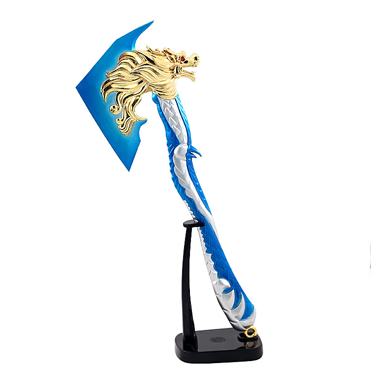 游戏模型 黄金手斧 嗜血斧头冠军之啸全金属锌合金兵器28cm带皮套