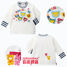 现货miki童装24春款日系男女儿童全棉重工刺绣气球好朋友长袖T恤