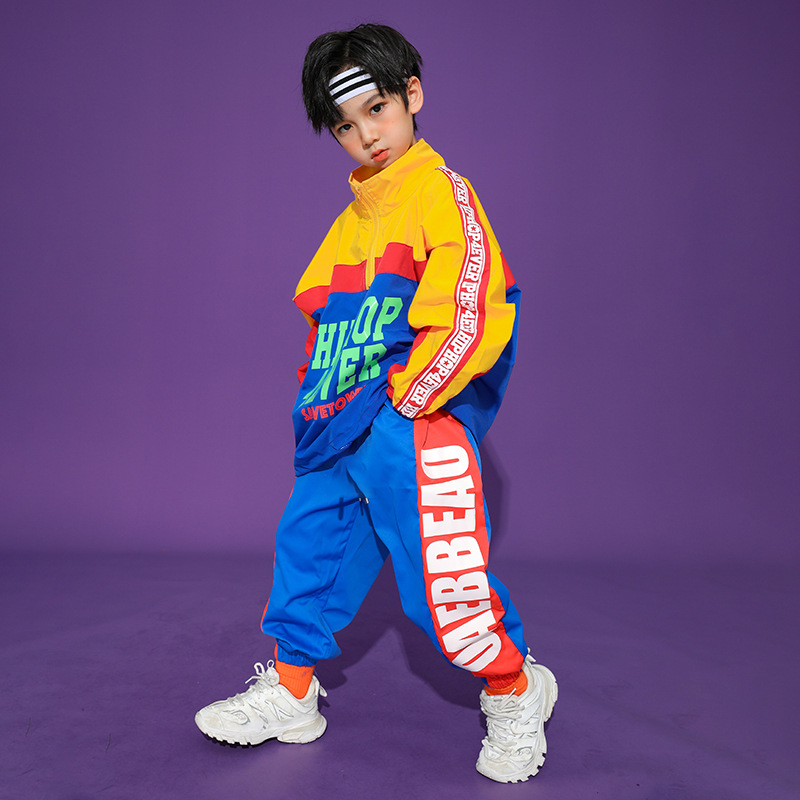 男童街舞套装女童少儿hiphop演出服宽松卫衣嘻哈帅气儿童街舞潮服