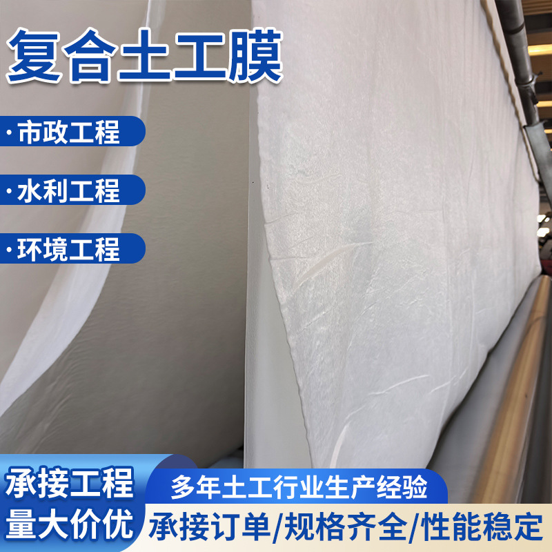 定制复合土工膜两布一膜一布一膜人工湖鱼池养殖蓄水池防水防渗膜