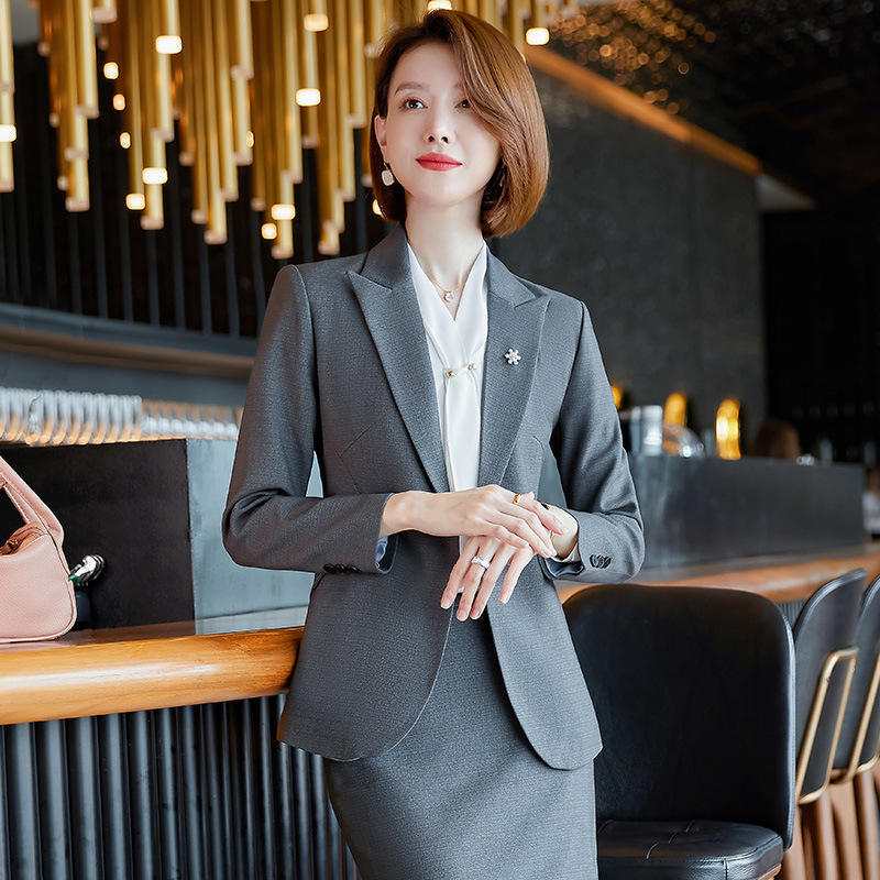 秋冬季修身显瘦时尚半身裙西装套装女 商务气质长袖职业西服正装