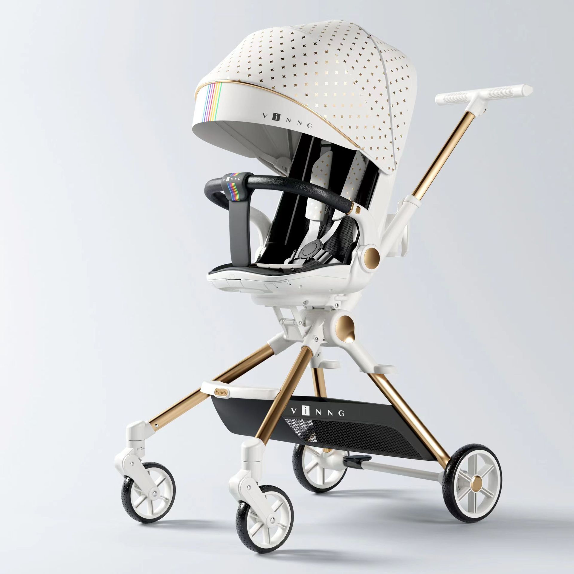 vinng遛娃神器可座可躺高景观婴儿推车轻便可折叠推车明星同款推