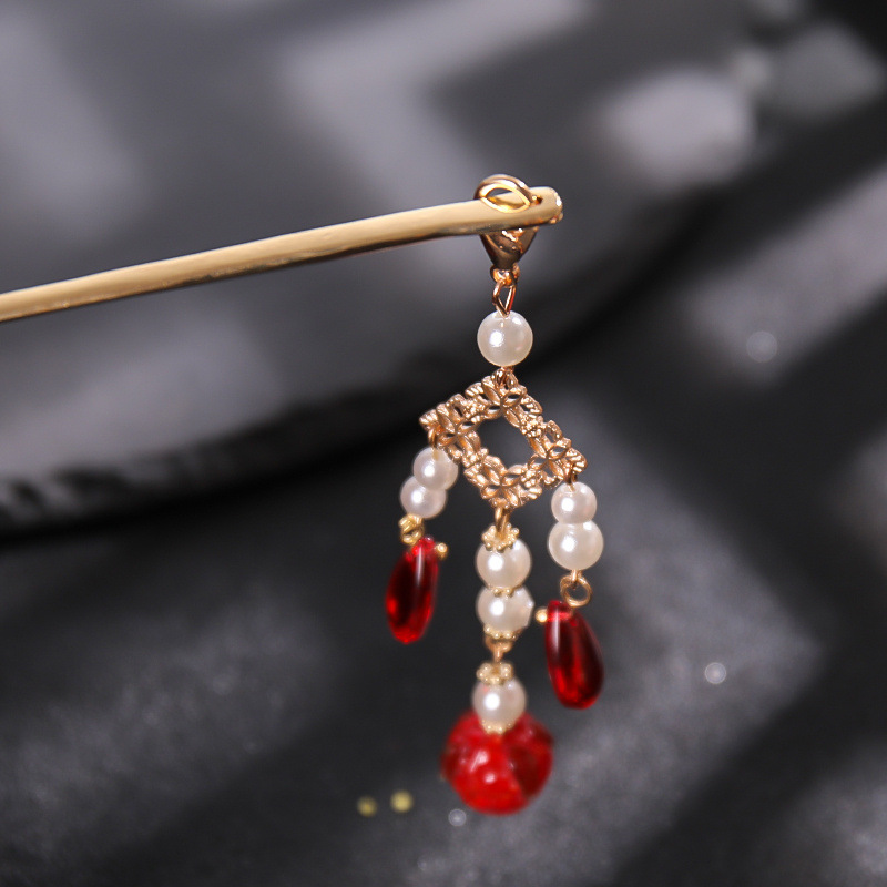 手工盘发簪步摇 影楼写真古风花卉汉服女式发簪流苏吊坠头饰代发