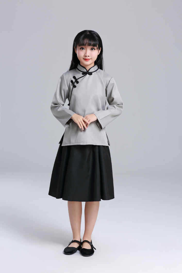 儿童民国服装五四青年装民国学生装元旦朗诵演出服合唱中山装女童