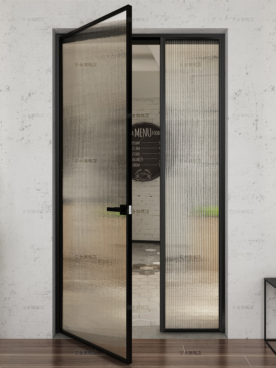 安舍厨房门单开门铝合金玻璃门子母门对开门窄边框卫生间简约风格