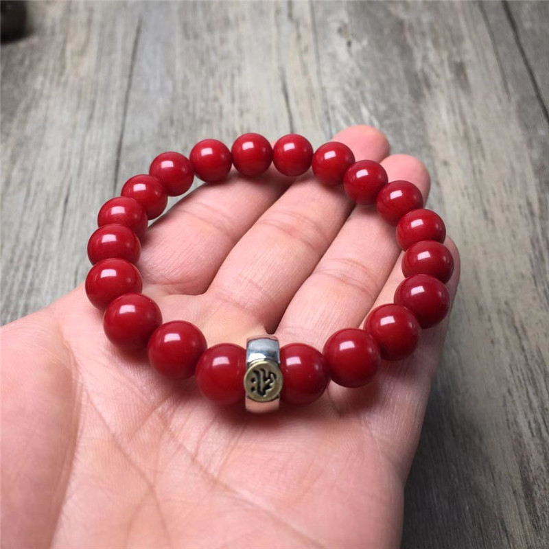 白玉菩提根老型桶朱砂供菩提子男女款手串手链项链念珠佛珠108颗